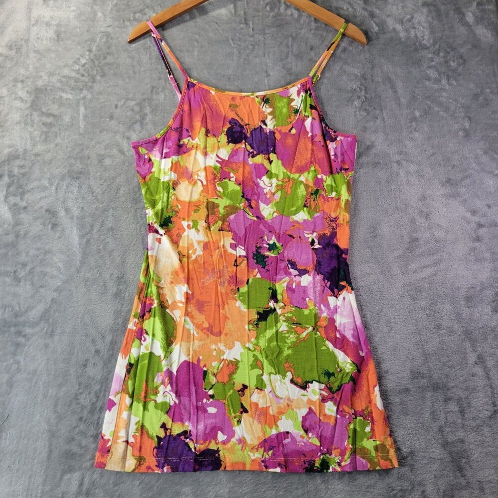 Spiegel Women’s Small 90s Floral Tank Mini Dress Multicolor‎ Y2K Tunic Top